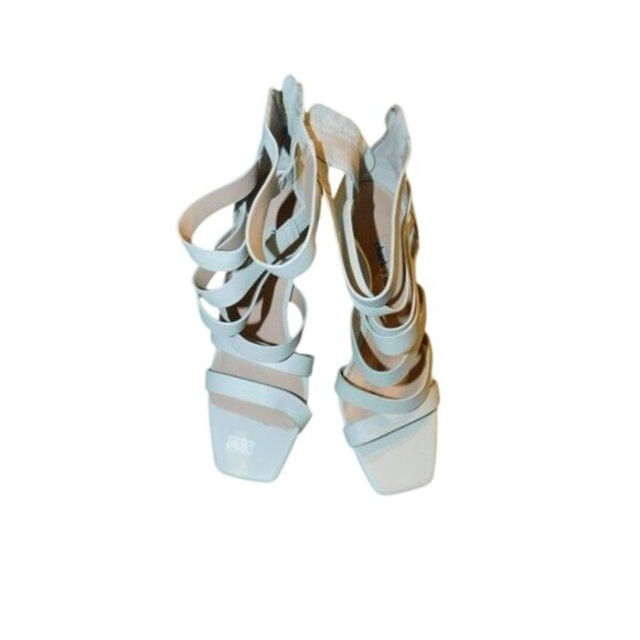 Charles David Size 8 Bone Leather Strappy Gladiator Style Heels NEW - Picture 2 of 3